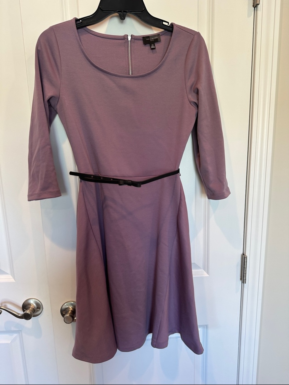 The Limited Lavender Midi Fit-and-Flare Dress with Black Belt